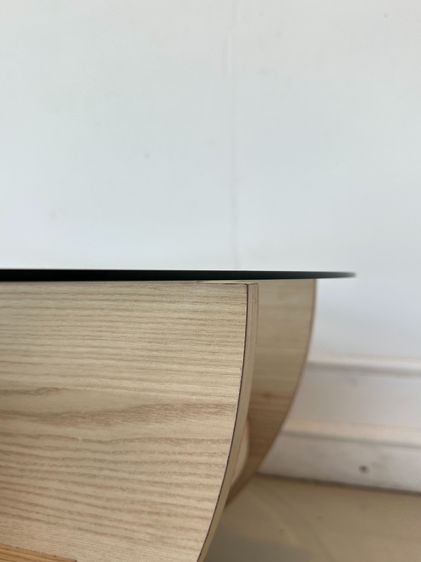 โต๊ะกลาง ท็อปกระจกกลม โครงไม้ MDF สีบีช รูปที่ 6