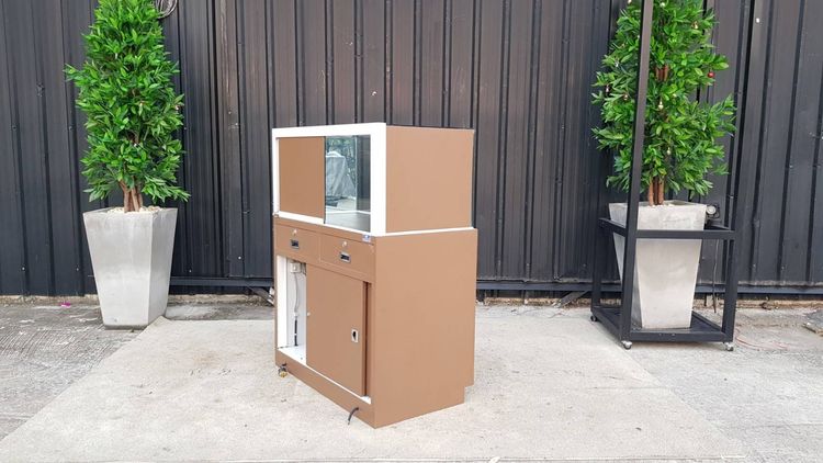 ตู้จิวเวลรี่ ตู้กระจกโชว์สินค้า 1 บานเปิด 1 บานเลื่อน 2 ลิ้นชัก สีน้ำตาล รูปที่ 10