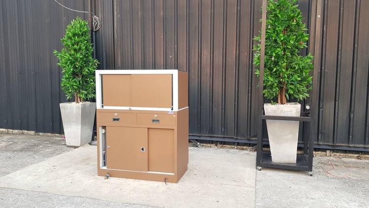 ตู้จิวเวลรี่ ตู้กระจกโชว์สินค้า 1 บานเปิด 1 บานเลื่อน 2 ลิ้นชัก สีน้ำตาล รูปที่ 6