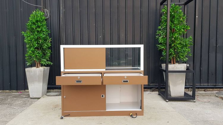 ตู้จิวเวลรี่ ตู้กระจกโชว์สินค้า 2 บานเลื่อน 2 ลิ้นชัก สีน้ำตาล รูปที่ 6