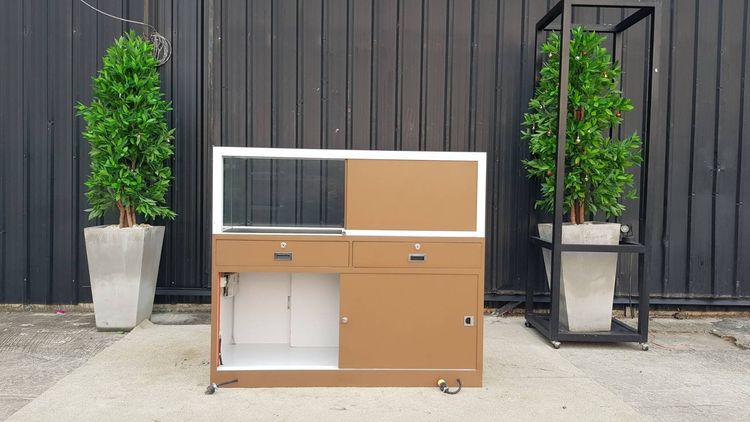 ตู้จิวเวลรี่ ตู้กระจกโชว์สินค้า 2 บานเลื่อน 2 ลิ้นชัก สีน้ำตาล รูปที่ 9