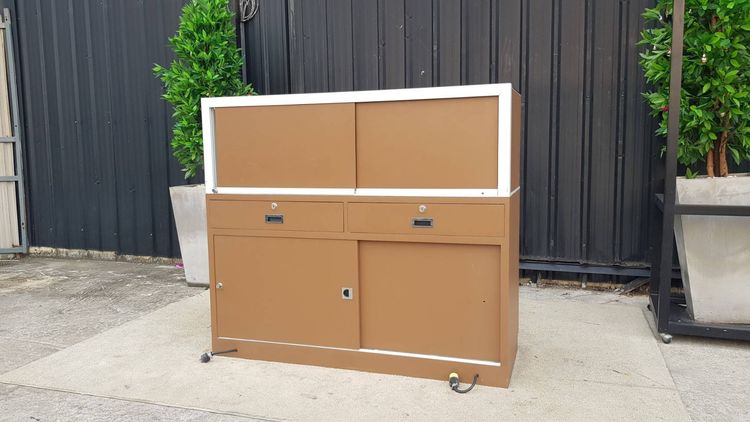 ตู้จิวเวลรี่ ตู้กระจกโชว์สินค้า 2 บานเลื่อน 2 ลิ้นชัก สีน้ำตาล รูปที่ 12