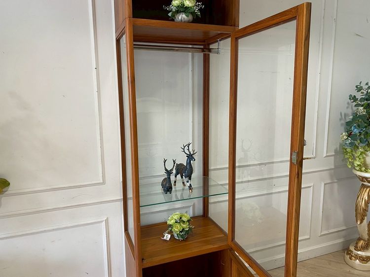 ตู้โชว์ไม้สัก 1 บานเปิดกระจก 1 บานเปิดไม้ รูปที่ 5