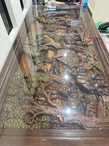 เฟอร์นิเจอร์ โต๊ะทานอาหารไม้สักแกะสลัก พร้อมเก้าอี้ 8 ตัว Dinner table set real teak wood รูปที่ 8