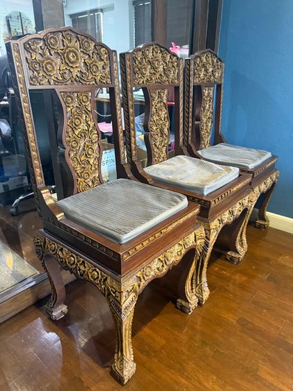 เฟอร์นิเจอร์ โต๊ะทานอาหารไม้สักแกะสลัก พร้อมเก้าอี้ 8 ตัว Dinner table set real teak wood รูปที่ 12