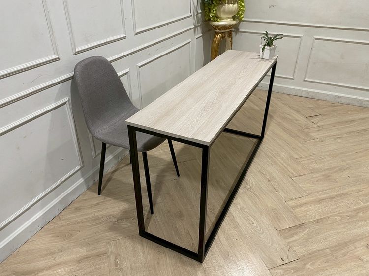 ชุดโต๊ะทำงาน ขาเหล็กสีดำ ท็อปไม้สีครีม รูปที่ 3