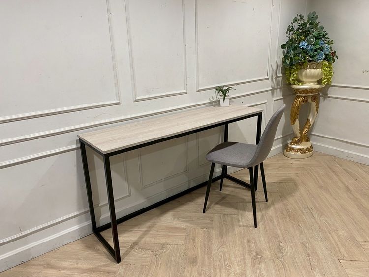 เนื้อ ชุดโต๊ะทำงาน ขาเหล็กสีดำ ท็อปไม้สีครีม