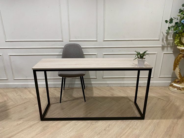 ชุดโต๊ะทำงาน ขาเหล็กสีดำ ท็อปไม้สีครีม รูปที่ 2
