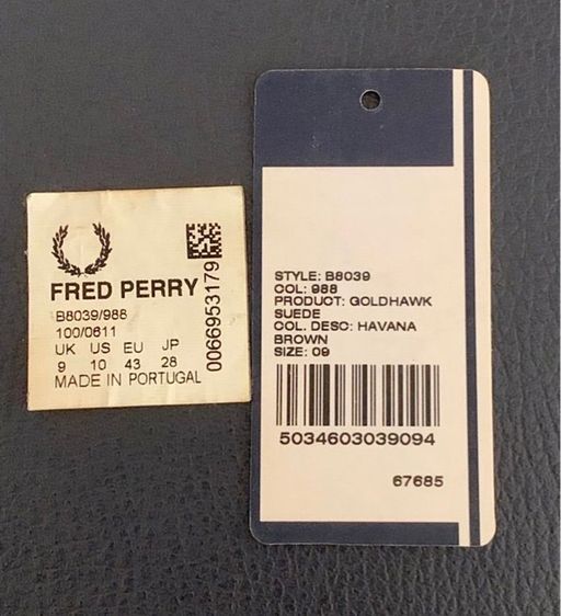 รองเท้าหนังกลับ Fred Perry สีน้ำตาล Made is Potugal สภาพเยี่ยม รูปที่ 7