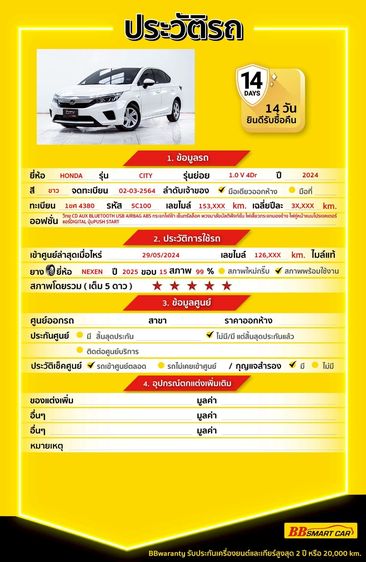 Honda City 2021 1.0 S Sedan เบนซิน ไม่ติดแก๊ส เกียร์อัตโนมัติ ขาว รูปที่ 2