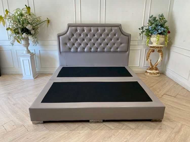 เตียง 6 ฟุต เบาะหนังดึงกระดุมสีเทา เบาะนอนสีเขียว รูปที่ 3