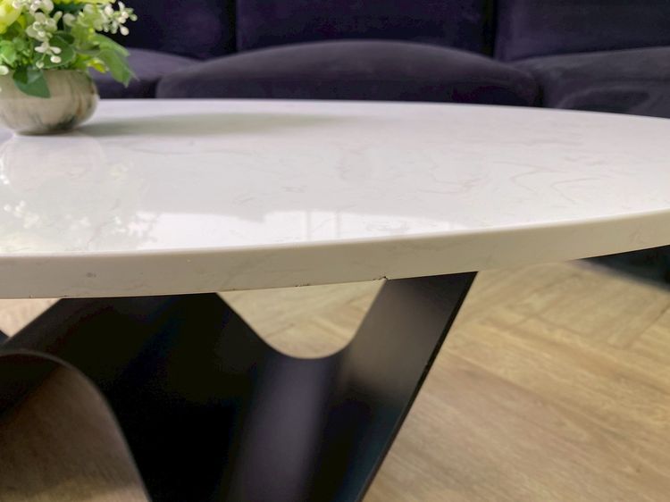 โต๊ะกลาง ท็อปหินขาว ขาเหล็กสีดำ รูปที่ 5