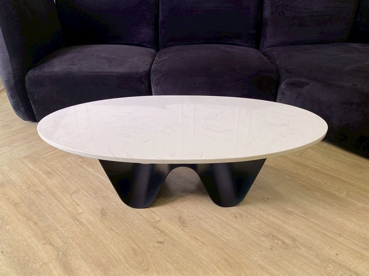 โต๊ะกลาง ท็อปหินขาว ขาเหล็กสีดำ รูปที่ 3