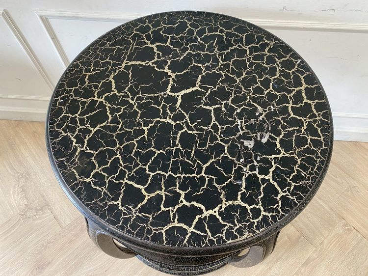 โต๊ะกลม โครงไม้สัก ขาโค้ง สีดำ รูปที่ 6