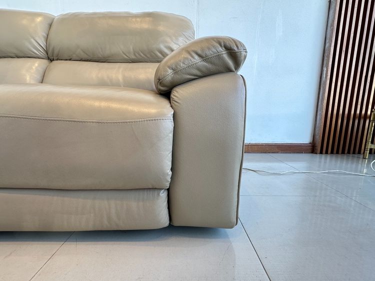 โซฟาปรับนอนไฟฟ้า 2 ที่นั่ง เบาะหนังแท้ผิวสัมผัส สีน้ำตาล ขาเหล็ก รูปที่ 12