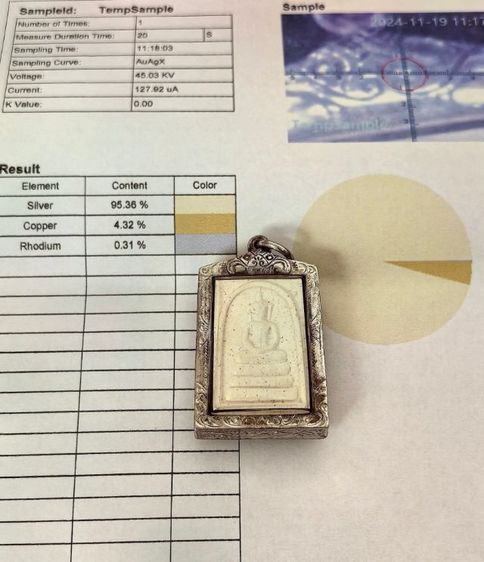 🙏พระสมเด็จเนื้อผง  กรอบเงินแท้ 95.38 รูปที่ 6