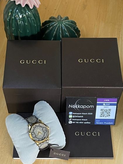 GUCCI G Timeless Bee GG Supreme Cavas Red Dial Unisex Watch 38 mm YA1264068A รูปที่ 2