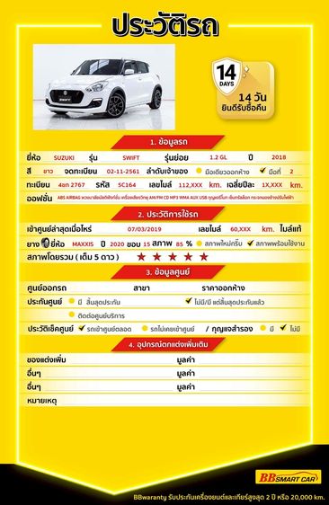 Suzuki Swift 2018 1.2 GL Sedan เบนซิน ไม่ติดแก๊ส เกียร์อัตโนมัติ ขาว รูปที่ 2