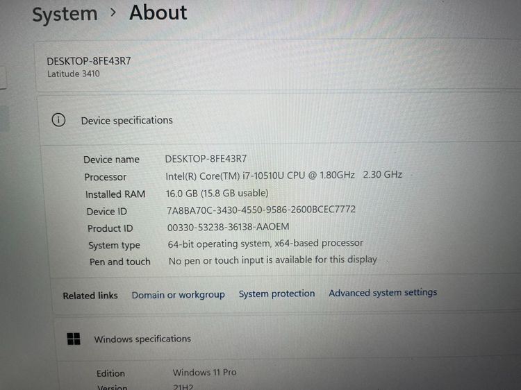 latitude 3410 I7 Gen 10 Ram 16 M.2 512 GB แบตดี สภาพสวย ราคาถูกใจ รูปที่ 5