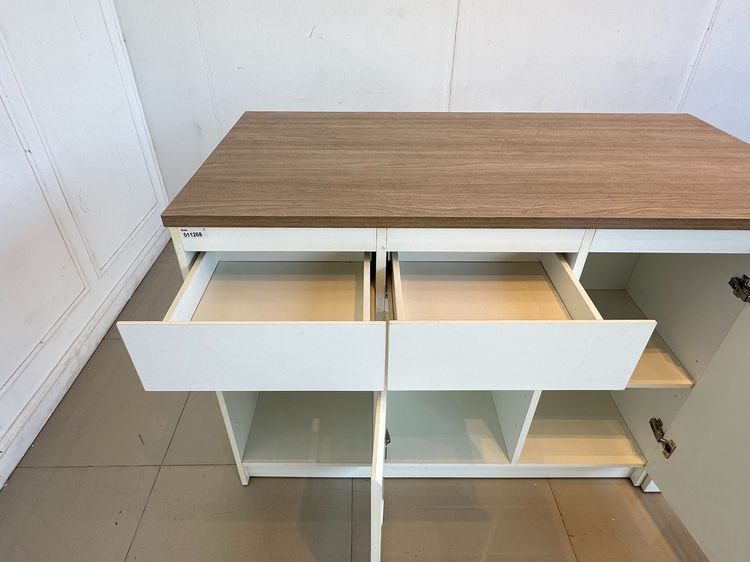 ตู้ไอซ์แลนด์ 2 บานเปิด 2 ลิ้นชัก โครงไม้ MDF ท็อปสีบีชลายไม้ โครงสีขาว  รูปที่ 12