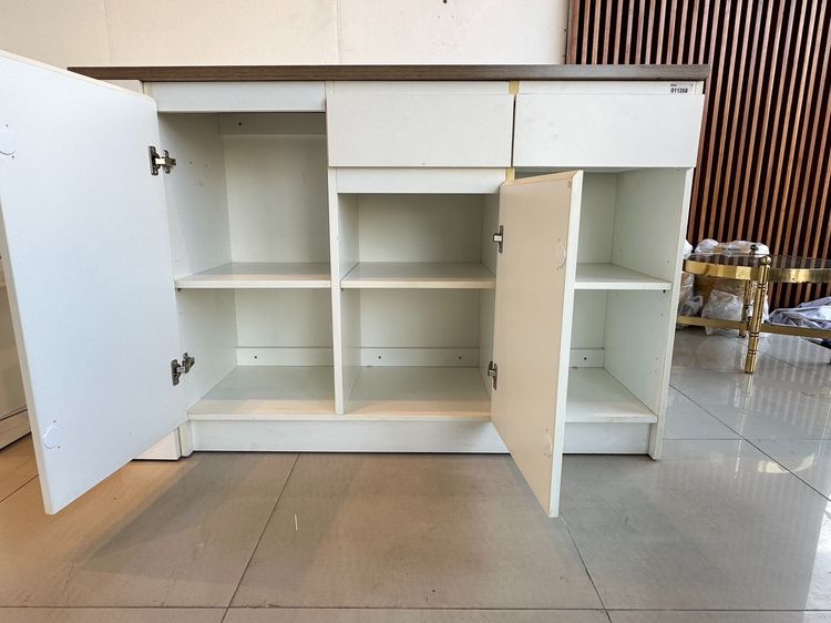 ตู้ไอซ์แลนด์ 2 บานเปิด 2 ลิ้นชัก โครงไม้ MDF ท็อปสีบีชลายไม้ โครงสีขาว  รูปที่ 18