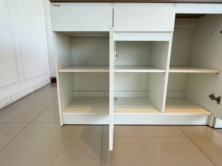ตู้ไอซ์แลนด์ 2 บานเปิด 2 ลิ้นชัก โครงไม้ MDF ท็อปสีบีชลายไม้ โครงสีขาว  รูปที่ 13