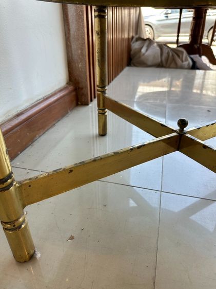 โต๊ะกลาง ท็อปกระจกลายกวาง ขาสแตนเลสสีทอง  รูปที่ 12