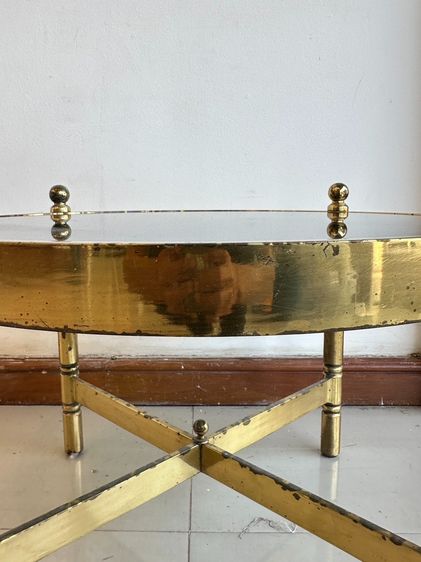 โต๊ะกลาง ท็อปกระจกลายกวาง ขาสแตนเลสสีทอง  รูปที่ 7