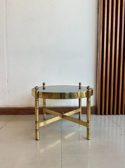 อื่นๆ อื่นๆ โต๊ะกลาง ท็อปกระจกลายกวาง ขาสแตนเลสสีทอง 