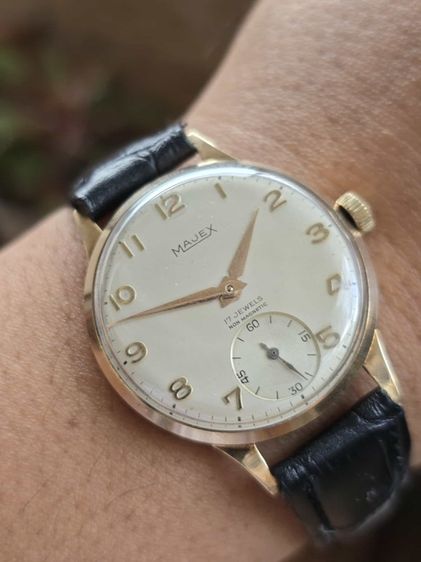 นาฬิกา MAJEX 9k Solid Gold หูกะทะ เข็มดาบ 2เข็มครึ่ง ตัวเรือนทองคำแท้9k รูปที่ 5