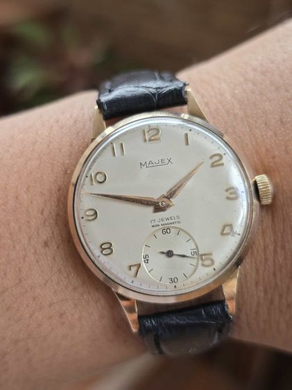 นาฬิกา MAJEX 9k Solid Gold หูกะทะ เข็มดาบ 2เข็มครึ่ง ตัวเรือนทองคำแท้9k รูปที่ 4