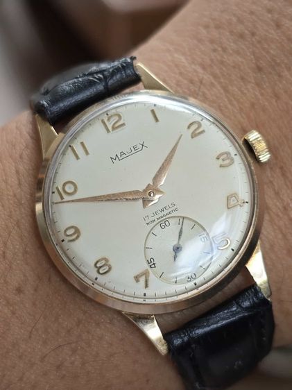 นาฬิกา MAJEX 9k Solid Gold หูกะทะ เข็มดาบ 2เข็มครึ่ง ตัวเรือนทองคำแท้9k รูปที่ 10