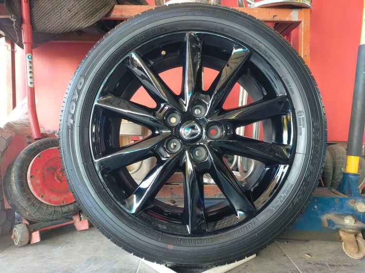 แม็กมาสด้า ขอบ18 สีอบpowder coat พร้อมยางโตโย 215 50 18 ปี23 ยางสวยทุกเส้นใส่ mazda 3 CX 3 รูปที่ 4