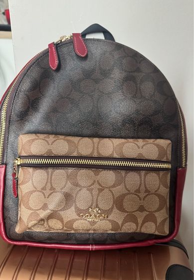 กระเป๋าเป้ Coach แท้ 💯 มือสอง MEDIUM CHARLIE BACKPACK IN COLORBLOCK SIGNATURE CANVAS (COACH F32111) รูปที่ 6