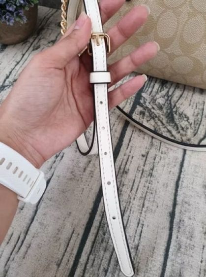 กระเป๋าถือ🌺 COACH แท้💯มือสอง size mini  Coated canvas ลาย Signature มีสายยาว  COACH 29434 MINI SAGE CARRYALL IN SIGNATURE CANVAS Chalk รูปที่ 4