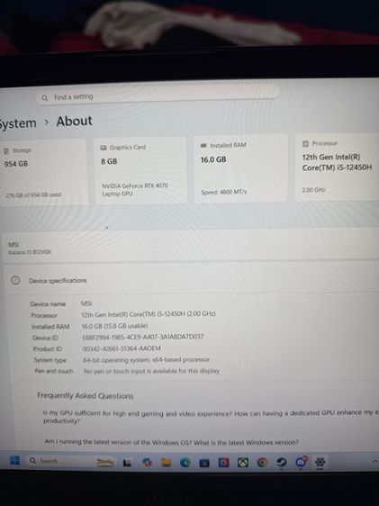 MSI Katana 15 4070 รูปที่ 7