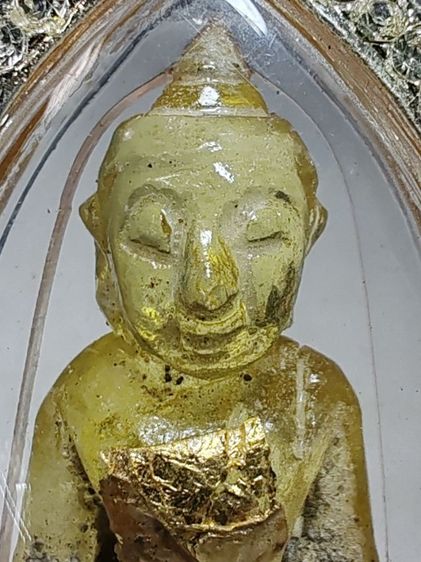 พระแก้วกรุฮอด​ หินจุยเจียเนื้อสีเหลืองบุษราคัมพร้อมกรอบอย่างดี​ ขนาด​ 2​ x​ 5​ ซ.ม. รูปที่ 5