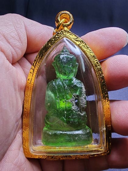 พระแก้วกรุฮอด​ หินจุยเจียสีเขียวพร้อมกรอบอย่างดี​ ขนาด​ 2.5​ X​ 5​ ซ.ม. รูปที่ 2