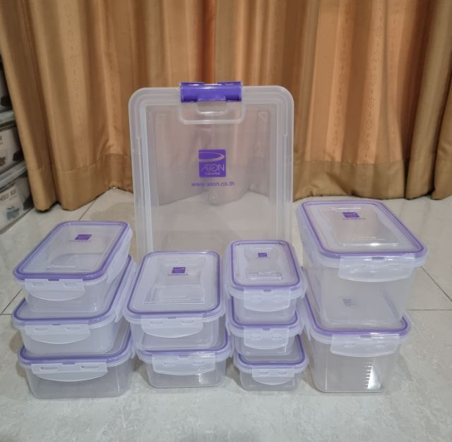 Super lock ชุดกล่องอเนกประสงค์ ขนาด 27.3 x 38 x 15 ซม. พร้อมกล่องถนอมอาหาร 11 ใบ (ทั้งหมด 24 ชิ้นรวมฝาและช่องแบ่ง) จาก AEON