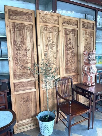 ไม้แกะสลัก ลายเครื่องตั้งจีน สะสม