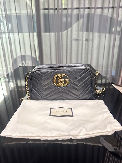 หญิง ดำ หนังแท้ Gucci GG Marmont camera 24 cm