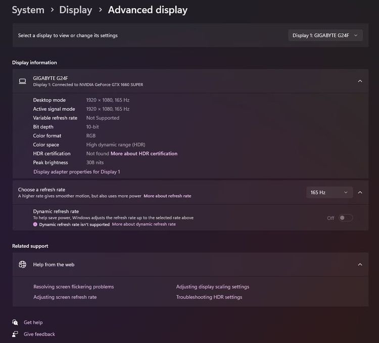 GIGABYTE G24F 23.8 INCH IPS FHD 165Hz รูปที่ 6