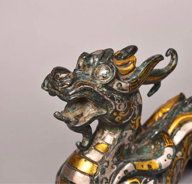 🐲รูปปั้นปี่เชี่ยะสัมฤทธิ์ฝังทองและเงิน 