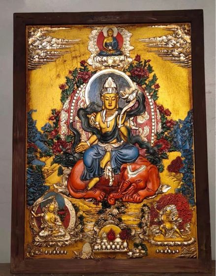 🕉️ธงกาทิเบตเก่าพร้อมกรอบไม้