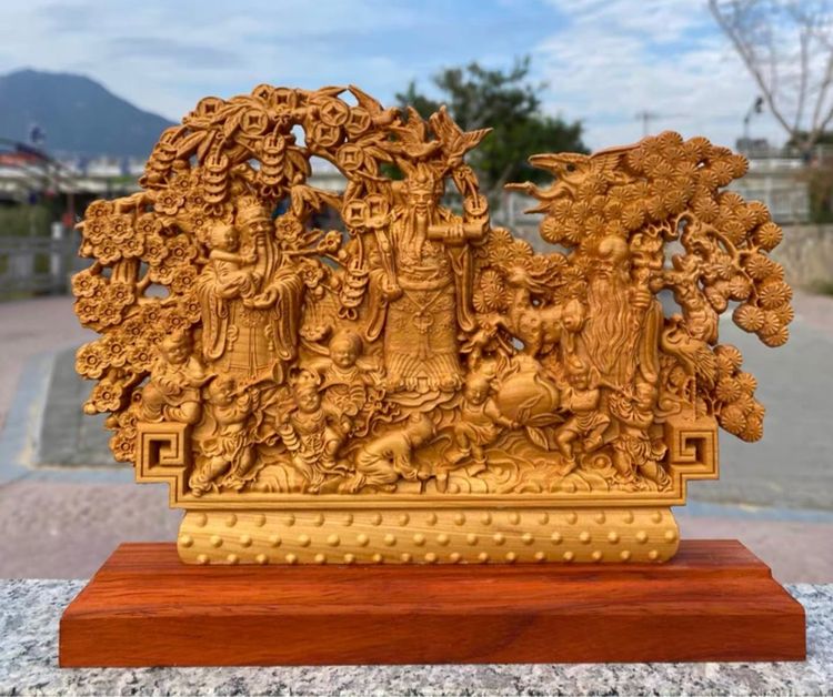 ✨ฮกลกซิ่ว ไม้หวงหยางมู้แกะสลัก ขนาด 28 cm.  รูปที่ 5