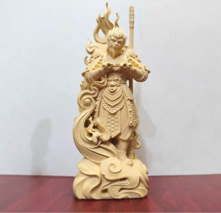 ✨เทพเจ้าเห้งเจียปางสมาธิ 18 cm. ไม้หอมทูจา รูปที่ 4