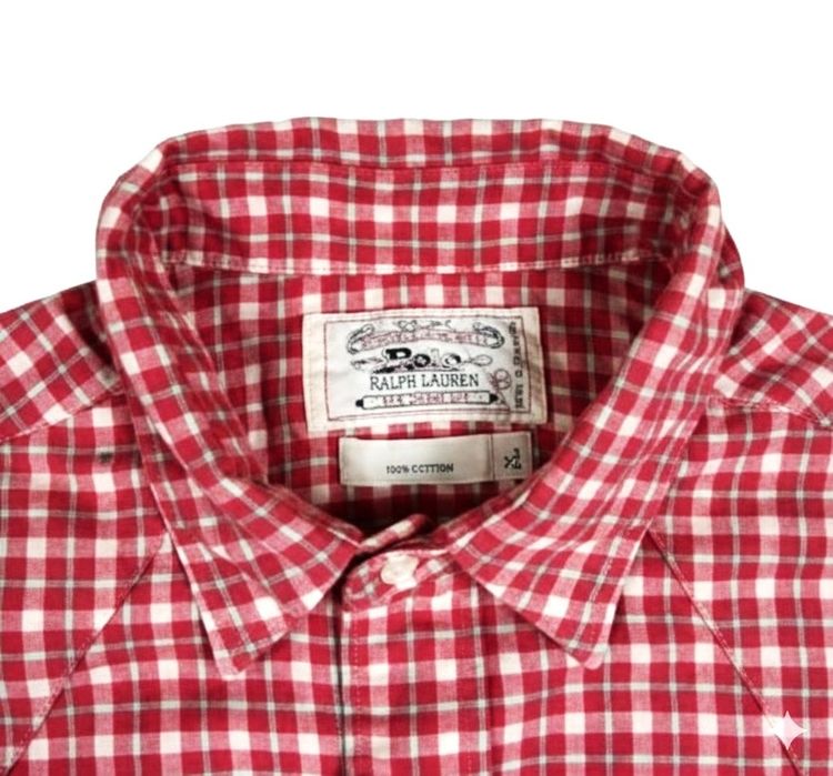 Polo Ralph Lauren red and white tartan-check cotton Western shirt.  รูปที่ 3