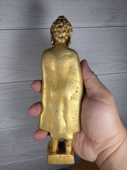 พระพุทธรูปปางยืนเนื้อสีทองเก่าๆสวยงาม รูปที่ 4