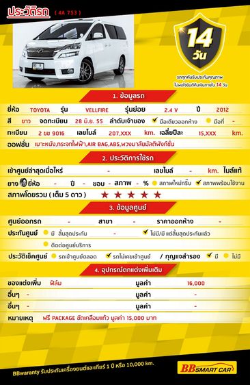 Toyota Vellfire 2012 2.4 V Utility-car เบนซิน ไม่ติดแก๊ส เกียร์อัตโนมัติ ขาว รูปที่ 2
