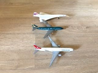 3 Metal Alloy Collector Model Planes Turkish Air B777, Cathay Pacific